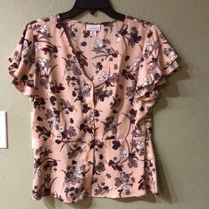 Liz Claiborne Floral V-neck Blouse